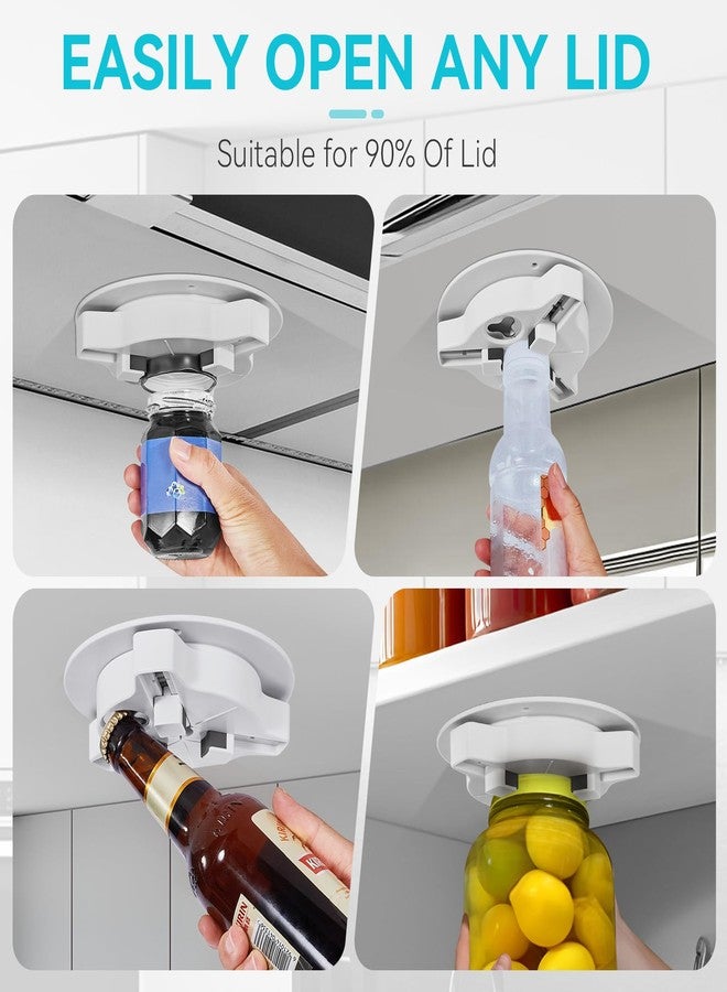 Banyaa Jar Opener Bottle Opener for Seniors with Arthritis - Under Cabinet Jar Opener for Weak Hands, Rotary Lid Opener, Easy Twist-Off Lids for Jars & Bottles, Original Kitchen Gadgets (White) - Image 2