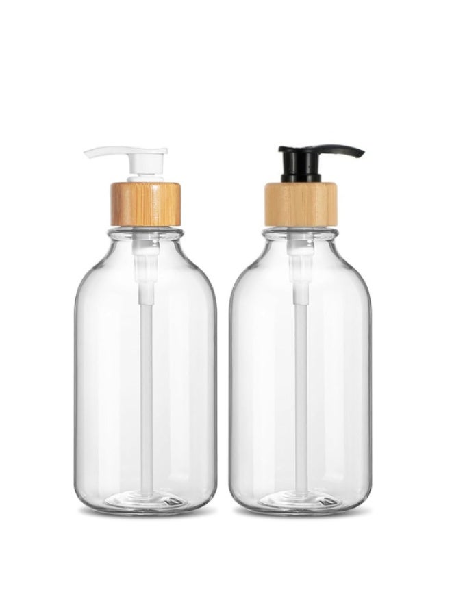 طقم مضخه صابون زجاجي شفاف مع مضخة وصينية خشبية – موزع صابون ومرطب أنيق للحمام والمطبخ - Image 4