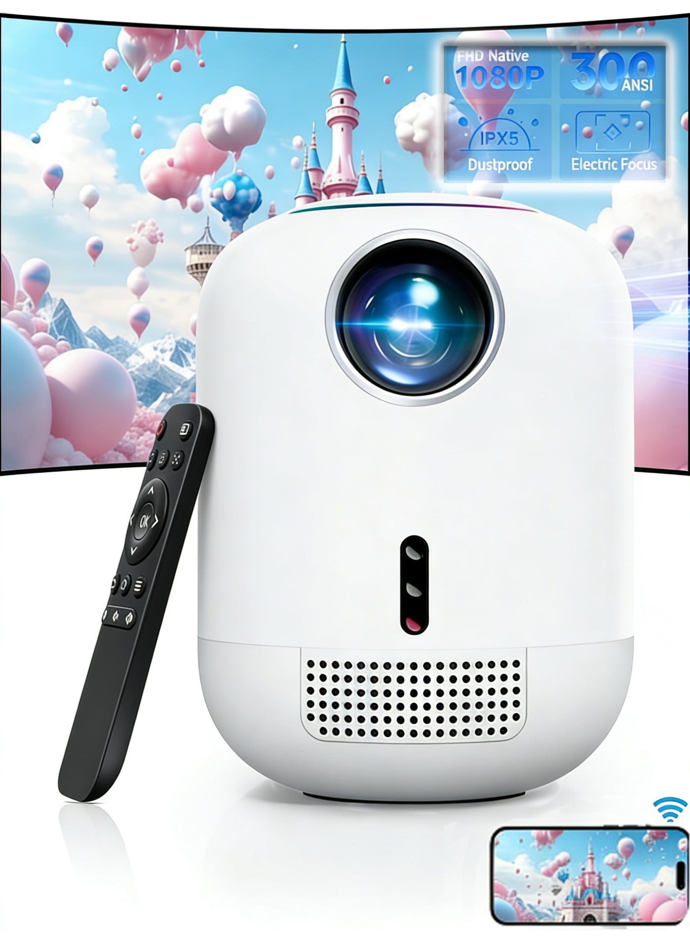 CRONY L010 4K Android Smart Projector | Dual-Band WiFi & Bluetooth | Portable Home Theater for Outdoor Movie Nights & Bedroom Entertainment with Full HD 1080P Support