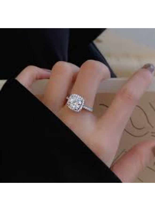 square ring for women, wedding band set with cubic zirconia stone, suitable as a gift or for a special collection - Image 3