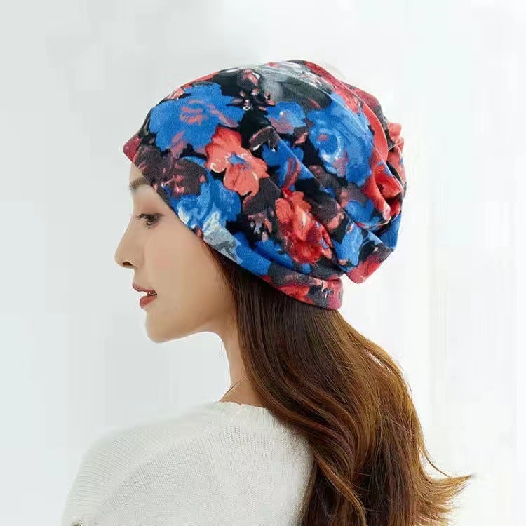 Unisex Knitted Twist Beanie Scarf Set Upgrade-Oil Painting-Red  - Image 1