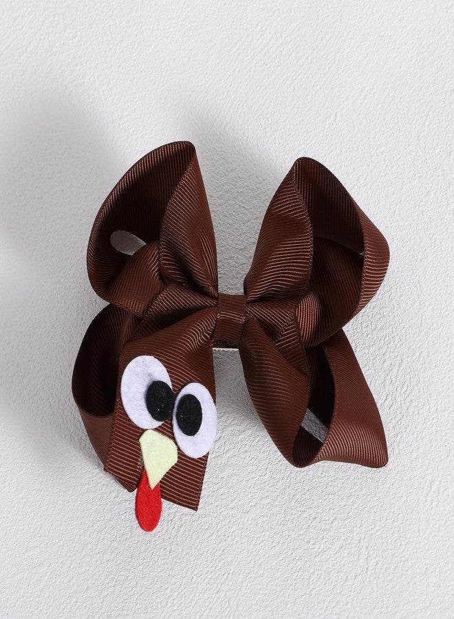 KCHIES Turkey Hair Bows Clips for Girls Women 2PCS 4.3" Cute Fall Happy Thanksgiving Brown Ribbon Cheer Bow Alligator Barrettes Kids Give Thanks Day Party Outfit Dress Decor Accessory Gift - Image 5