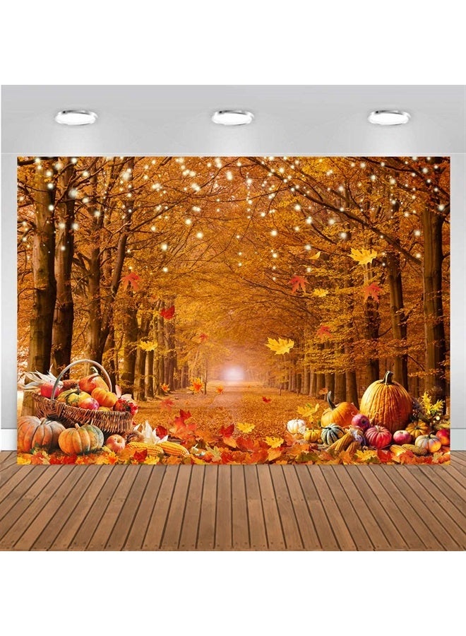 CHAIYA 7x5ft Autumn Maple Forest Photography Backdrop Autumn Harvest Backdrop Thanksgiving Background Pumpkin Decoration Party Backdrops Thanksgiving Backdrops Fall Photo Backdrops CY-238 - Image 1