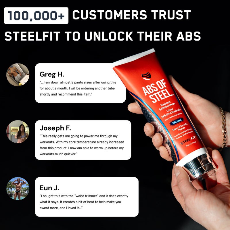 SteelFit Abs of Steel Maximum Definition Cream - Skin Tightening, Toning & Firming Lotion for Sculpting Abs - L-Carnitine Pre & Post Workout Supplement for Men & Women - Non-Greasy Formula, 3.4 Ounces - Image 5