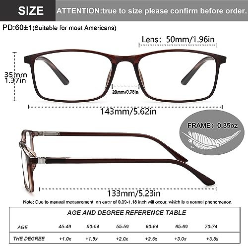 YTDBNS Professional Reading Glasses for Men/Women, Blue Light Blocking Computer Readers with Spring Hinges for Glare and UV Protection - Image 3