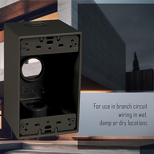 TayMac SD375Z Weatherproof Box, 1-Gang, (3) 4-Inch Outlets, Deep, Bronze - Image 4