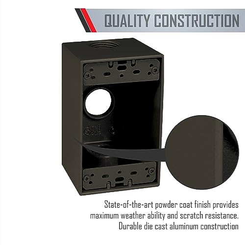 TayMac SD375Z Weatherproof Box, 1-Gang, (3) 4-Inch Outlets, Deep, Bronze - Image 2
