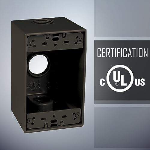 TayMac SD375Z Weatherproof Box, 1-Gang, (3) 4-Inch Outlets, Deep, Bronze - Image 3