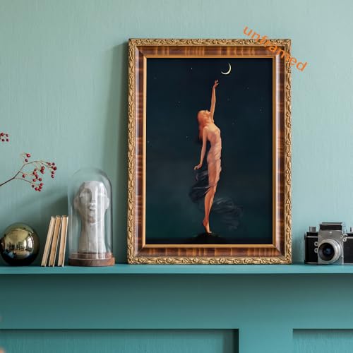 uoyien Vintage Gothic Wall Art Dark Academia Witchy Wall Decor Mid Century Modern Aesthetic Bedroom Wall Decor Retro Witch Moon Stars Wall Art Nouveau Prints Posters 12x16in Unframed - Image 4