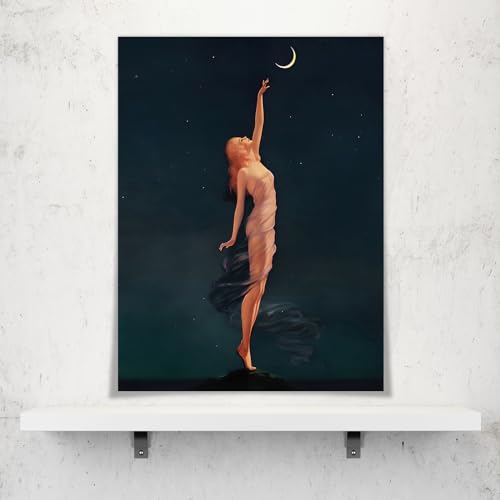 uoyien Vintage Gothic Wall Art Dark Academia Witchy Wall Decor Mid Century Modern Aesthetic Bedroom Wall Decor Retro Witch Moon Stars Wall Art Nouveau Prints Posters 12x16in Unframed - Image 2