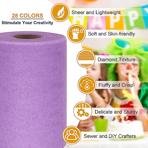 Ableme Deco Tulle Fabric Roll 6 Inch by 100 Yards (300 ft) Tulle Ribbon Sheer Mesh Netting for DIY Tutu Skirt Gift Wrapping Wedding Baby Shower Birthday Halloween Party Decorations Crafts, 34 Colors (Lavender) - Image 3