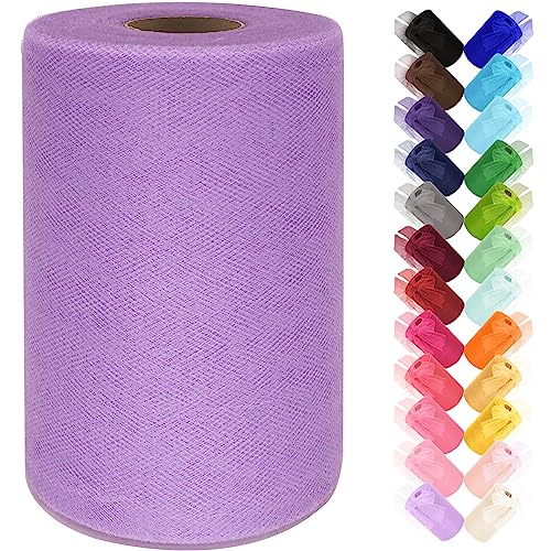 Ableme Deco Tulle Fabric Roll 6 Inch by 100 Yards (300 ft) Tulle Ribbon Sheer Mesh Netting for DIY Tutu Skirt Gift Wrapping Wedding Baby Shower Birthday Halloween Party Decorations Crafts, 34 Colors (Lavender) - Image 1