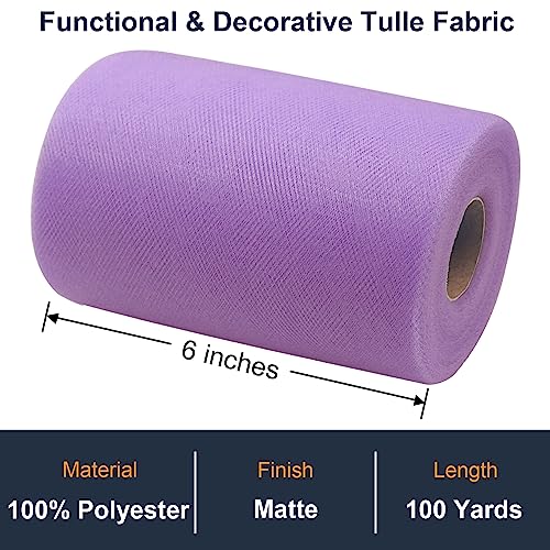 Ableme Deco Tulle Fabric Roll 6 Inch by 100 Yards (300 ft) Tulle Ribbon Sheer Mesh Netting for DIY Tutu Skirt Gift Wrapping Wedding Baby Shower Birthday Halloween Party Decorations Crafts, 34 Colors (Lavender) - Image 2