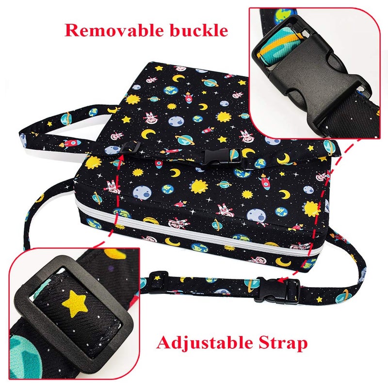 SUNMALL Dining Chair Heightening Cushion Portable Dismountable Adjustable Highchair Booster for Baby Toddler Kids Infant Washable Thick Chair Seat Pad Mat (Black Star) - Image 2