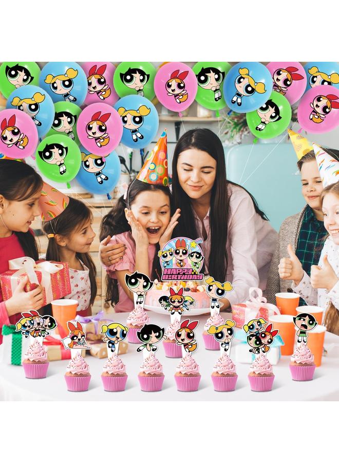 Bluejw Girls Birthday Party Decorations Set, Girls Happy Birthday Banner, Cupcake Toppers, Balloons for Kids Birthday Party Supplies, Cute Girls Party Decorations for Birthday Party Baby Shower - Image 3