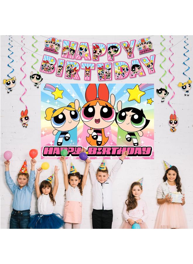 Bluejw Girls Birthday Party Decorations Set, Girls Happy Birthday Banner, Cupcake Toppers, Balloons for Kids Birthday Party Supplies, Cute Girls Party Decorations for Birthday Party Baby Shower - Image 2