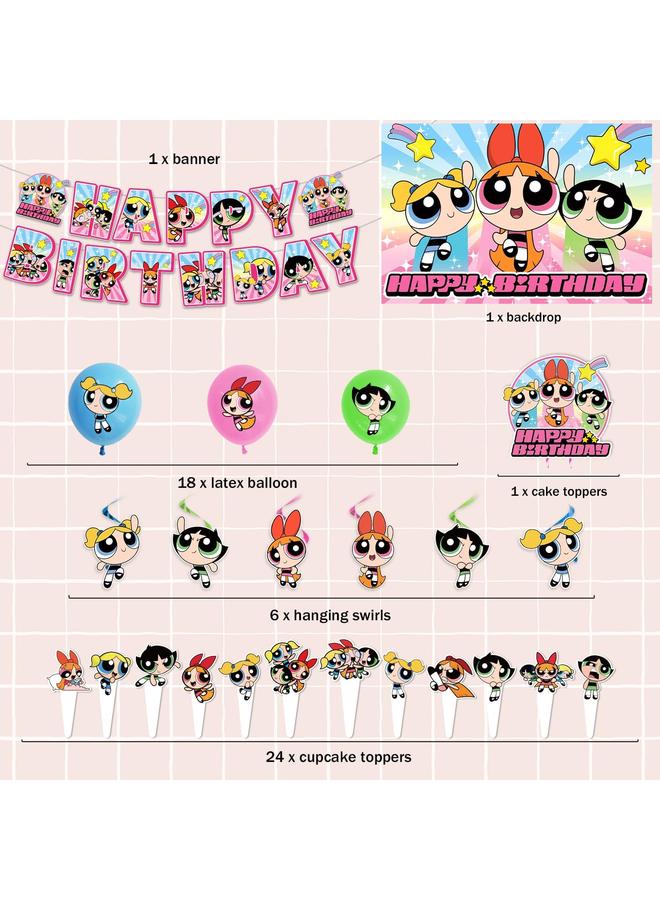 Bluejw Girls Birthday Party Decorations Set, Girls Happy Birthday Banner, Cupcake Toppers, Balloons for Kids Birthday Party Supplies, Cute Girls Party Decorations for Birthday Party Baby Shower - Image 4