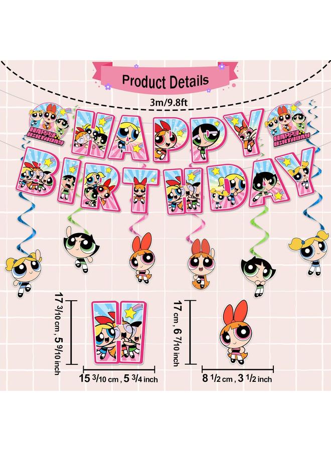 Bluejw Girls Birthday Party Decorations Set, Girls Happy Birthday Banner, Cupcake Toppers, Balloons for Kids Birthday Party Supplies, Cute Girls Party Decorations for Birthday Party Baby Shower - Image 5