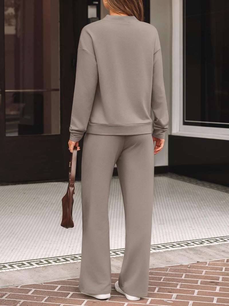 LILLUSORY Womens Lounge Two 2 Piece Sets Early Fall 2025 Fashion Outfits Clothes Clothing Matching Sweatsuit Sweat Suit Trendy Airport Travel Winter Loungewear Pajamas Cruise Old Money Nutmeg M - Image 4