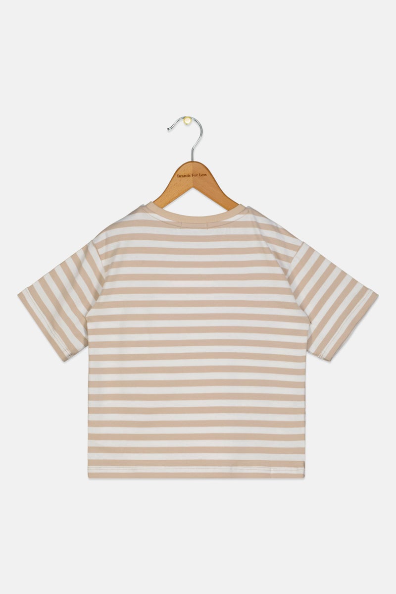 Choupette Kids Girl Crew Neck Short Sleeves Stripe T-Shirt, Multicolor - Image 3