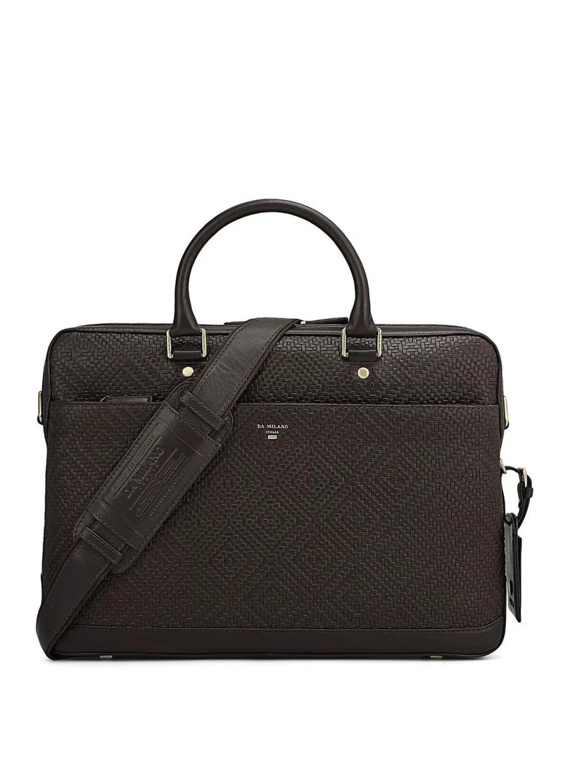 دا ميلانو حقيبة لاب توب جلد طبيعي بني من دا ميلانو