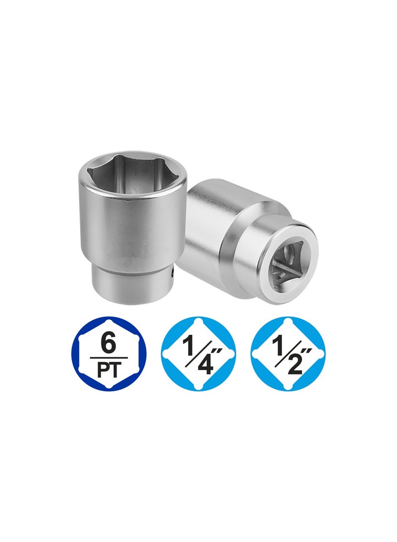 توتال مجموعة مفاتيح مقبس احترافية من توتال مكونة من44  قطعة مصنوعة من فولاذ كروم فاناديوم (Cr-V) عالي الجودة لمتانة وأداء متميز. تتضمن المجموعة مفاتيح راتشيت بآلية 72 سن ومقابس بقياس 1/4 بوصة و1/2 بوصة لتغطية مختلف احتياجات الصيانة والإصلاح. تأتي داخل حقيبة BMC متينة مع مقابض بلون تركوازي وأحمر لسهولة الحمل والتنظيم - Image 3