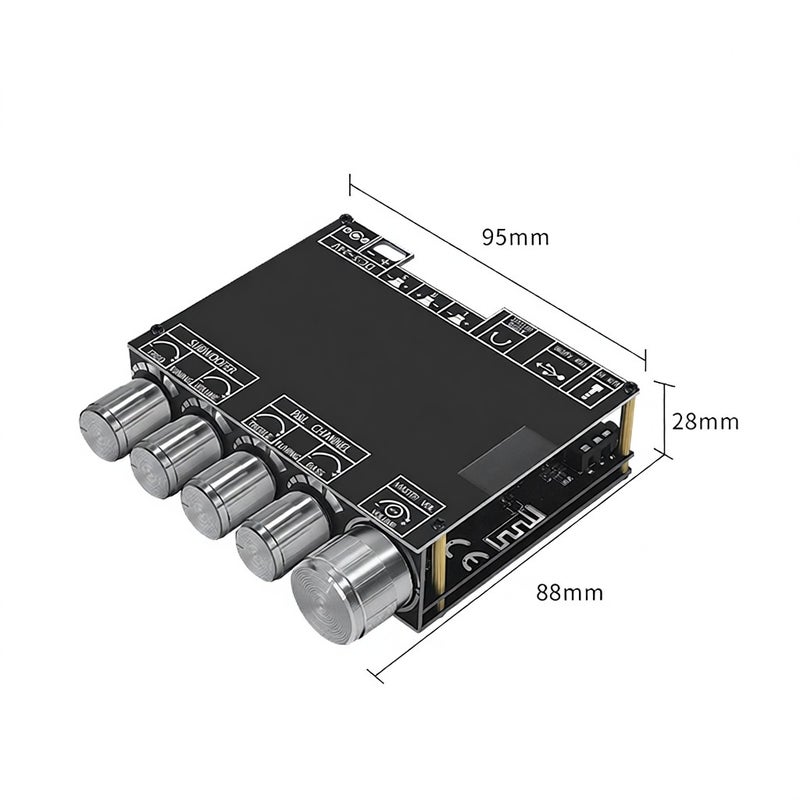BT5.0 Intelligent 2.1 Channel Power Audio Stereo Subwoofer Amplifier Board 50W+50W+100W Treble Bass Note Tuning Mobilephone APP Contro - Image 2