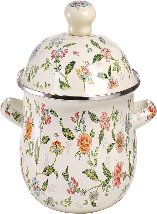 OLYTARU Enamel Stockpot with Lid,Simmer Pot,Flower Enamel Stockpot with Lid,Stockpots for Cooking (3L,growing) - Image 1