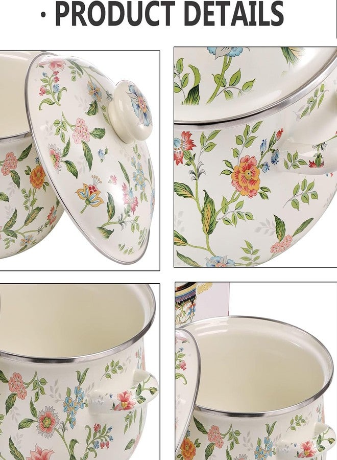 OLYTARU Enamel Stockpot with Lid,Simmer Pot,Flower Enamel Stockpot with Lid,Stockpots for Cooking (3L,growing) - Image 4