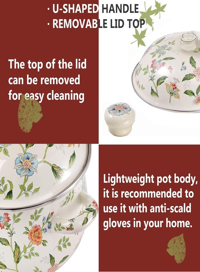 OLYTARU Enamel Stockpot with Lid,Simmer Pot,Flower Enamel Stockpot with Lid,Stockpots for Cooking (3L,growing) - Image 3