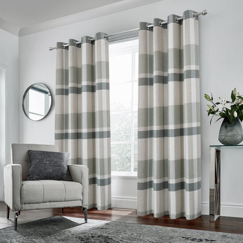 always4u 100% Blackout Plaid Curtains for Bedroom Living Room Woolen Look Sage Green Tartan Grommet Thermal 2 Panels 54 * 84 Sage Green - Image 1