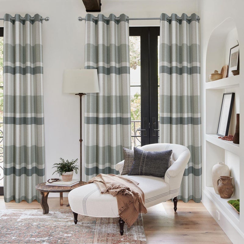always4u 100% Blackout Plaid Curtains for Bedroom Living Room Woolen Look Sage Green Tartan Grommet Thermal 2 Panels 54 * 84 Sage Green - Image 2