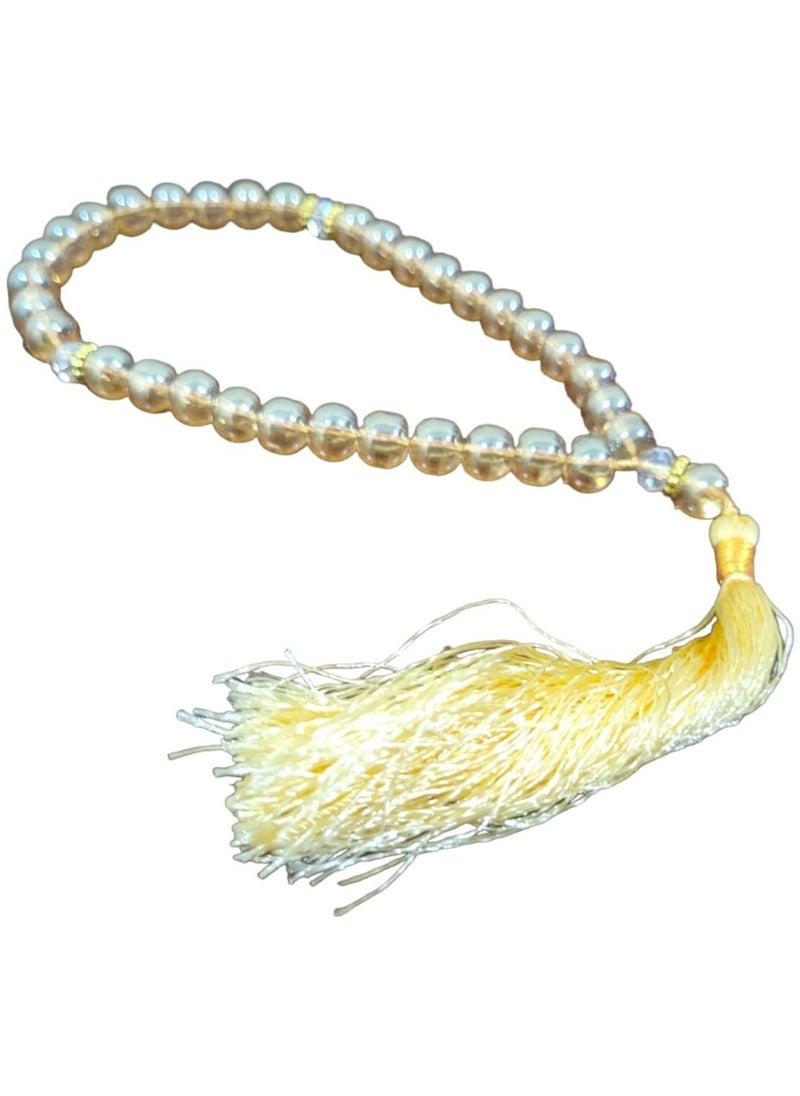 Generic - Round Prayer Beads Tasbih Islamic Muslim Tasbeeh Bracelet Round Shape 33 Beads Prayer Beads Tasbih Gold - Image 1