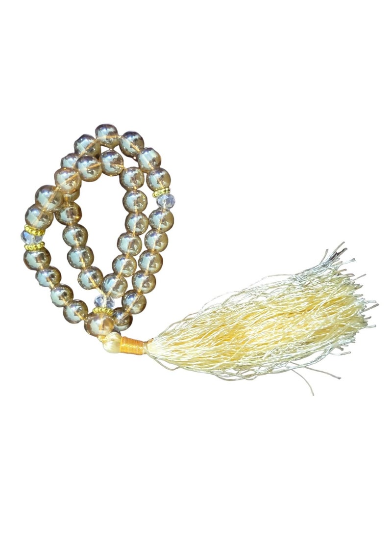 Generic - Round Prayer Beads Tasbih Islamic Muslim Tasbeeh Bracelet Round Shape 33 Beads Prayer Beads Tasbih Gold - Image 1