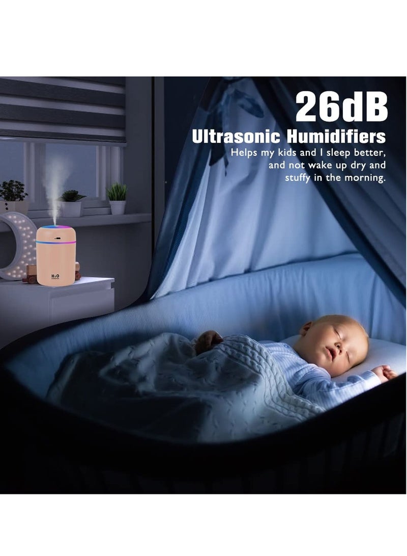 Colorful Cool Mini Humidifier, Essential Oil Diffuser, Aroma Essential USB Personal Desktop Humidifier for Car, Office Room, Bedroom etc,2 Adjustable Mist Modes (Pink) - Image 3