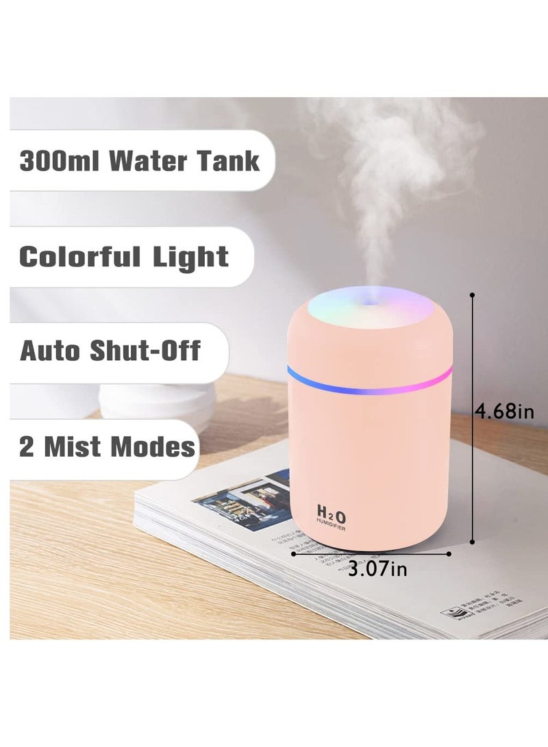 Colorful Cool Mini Humidifier, Essential Oil Diffuser, Aroma Essential USB Personal Desktop Humidifier for Car, Office Room, Bedroom etc,2 Adjustable Mist Modes (Pink) - Image 4