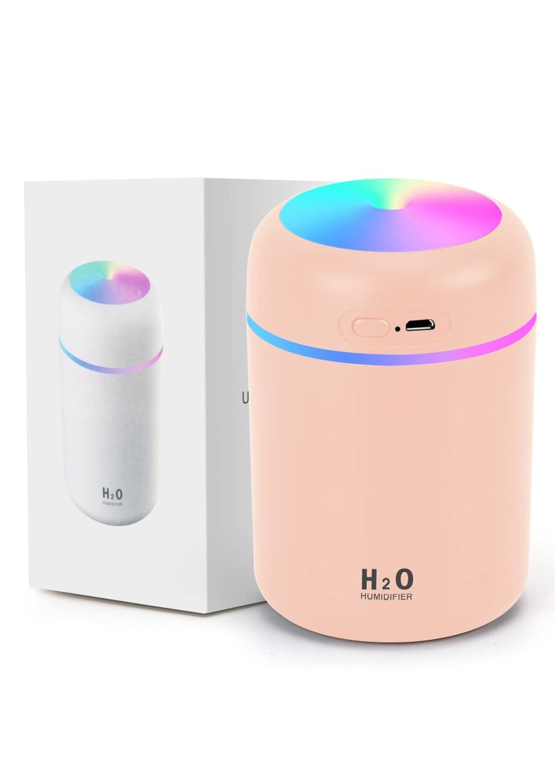 Colorful Cool Mini Humidifier, Essential Oil Diffuser, Aroma Essential USB Personal Desktop Humidifier for Car, Office Room, Bedroom etc,2 Adjustable Mist Modes (Pink) - Image 1