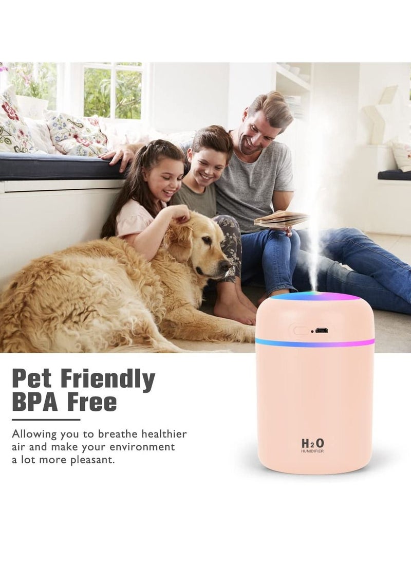 Colorful Cool Mini Humidifier, Essential Oil Diffuser, Aroma Essential USB Personal Desktop Humidifier for Car, Office Room, Bedroom etc,2 Adjustable Mist Modes (Pink) - Image 5