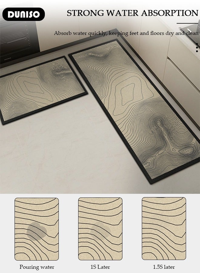 DUNISO 2 PCS  Kitchen Mats and Rugs Set , Non Slip Heavy Duty Standing Mat, Quick Dry Diatom Mud Floor Mat,  Extra Soft and Absorbent Floor Mats for  Kitchen, Bath, Office, Laundry(40*60cm+40*120cm) - Image 3