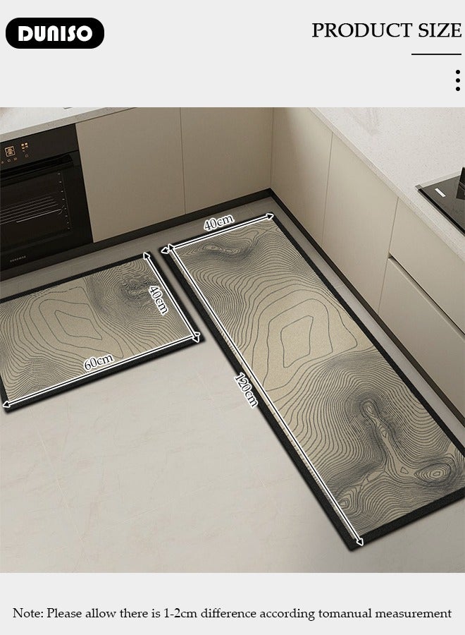 DUNISO 2 PCS  Kitchen Mats and Rugs Set , Non Slip Heavy Duty Standing Mat, Quick Dry Diatom Mud Floor Mat,  Extra Soft and Absorbent Floor Mats for  Kitchen, Bath, Office, Laundry(40*60cm+40*120cm) - Image 4