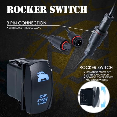 Xprite شريط إضاءة LED ستروب خلفي مطور بطول 30 بوصة من Xprite للطرق الوعرة مع إشارة ضوئية للفرامل والعكس للدراجات الرباعية، ATV، بولاريس RZR XP 1000 900، المركبات الجانبية، 4x4، شاحنة الكأس، رباعية. - Image 5