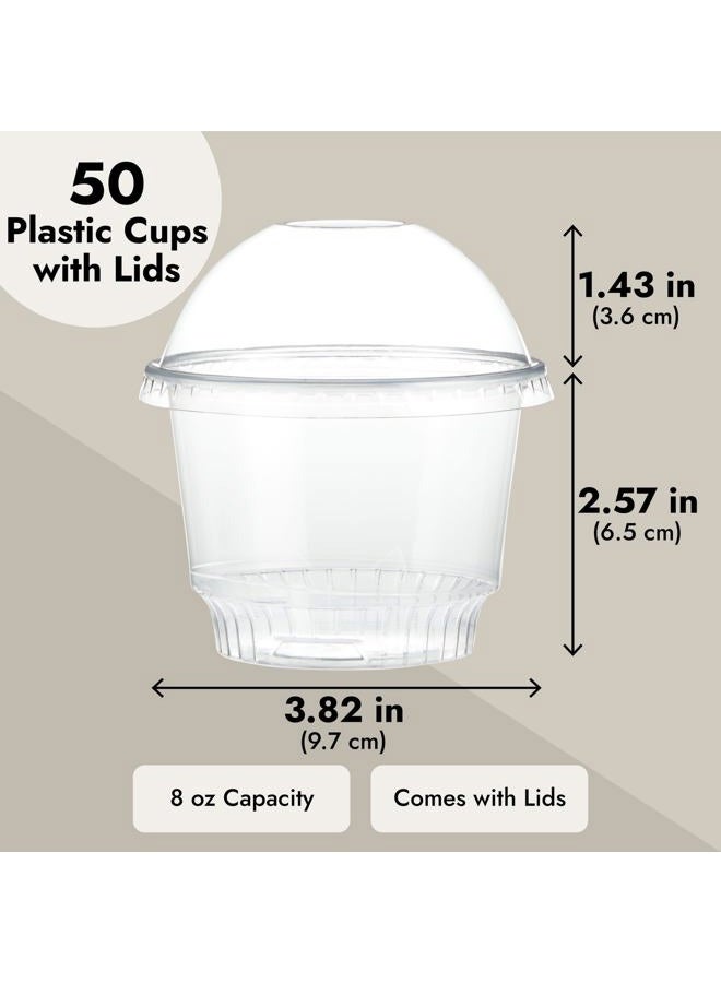 Juvale Plastic Cups with Lids - 8 oz, Clear, 50 Pack - Dessert Containers with Lids & Ice Cream Containers for Parfaits & Sundaes - Clear Plastic Sundae Cups - Image 4