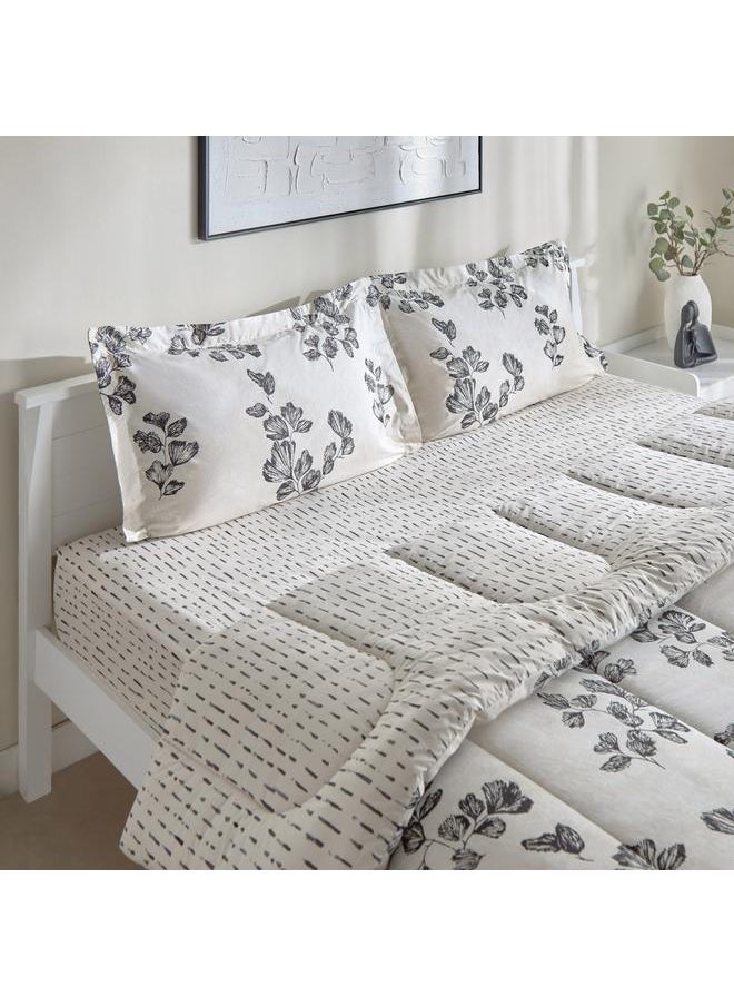 Home Box Luxot 3-Piece Monoleaf Printed Cotton Twin Comforter Set - 160x220 cm  - Image 1