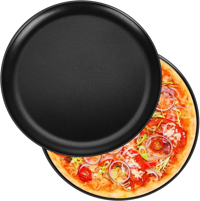 Big BOX-26 Cm Pizza Pans Pizza Pan Set for Kitchen Restaurant, Nonstick Surface Covers Stainless Steel Core, Easy Clean & Oven Safe, Common Size, Black - Image 1