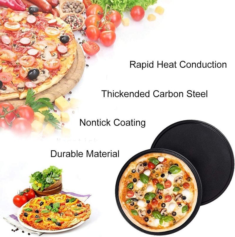 Big BOX-26 Cm Pizza Pans Pizza Pan Set for Kitchen Restaurant, Nonstick Surface Covers Stainless Steel Core, Easy Clean & Oven Safe, Common Size, Black - Image 3