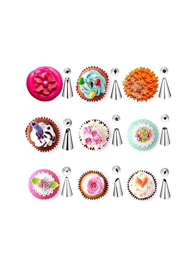 S-TOP 62Pcs Cake Decorating Tools Kit, Diy Icing Piping Cream Reusable Pastry Silicone Pastry Bag With 62 Nozzle Mold For Cake Decorating, Black, Cake Decoration - Image 2