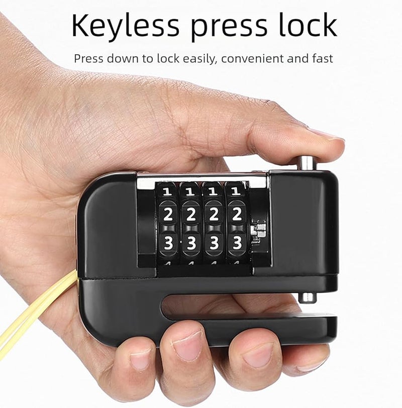 Black Heavy Duty 4 Digit Combination Bike Lock Disc Brake Padlock for Mountain Motorcycle Outdoor - Image 3