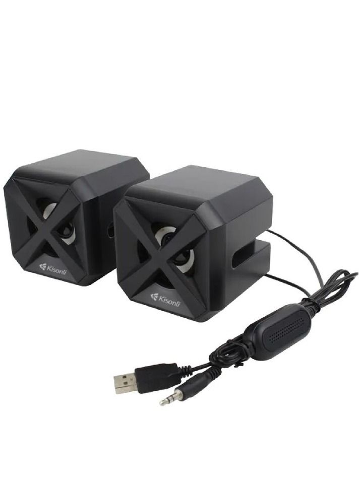 Kisonli Music Mobile Speaker Stereo Surround Sound LED Speaker With Mobile Holding Stand 3W*2 USB/3.5 Jack L-5050 - Image 3