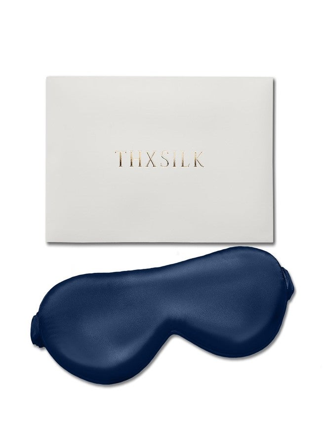 THXSILK 6A+ Grade 25 Momme Silk Sleep Mask, 100% Mulberry Blackout Eye Mask for Sleeping, Soft Lightweight Silk Eye Cover for Women, Men, Travel, Nap, Airplane(4.7×27.5inches, Navy Blue) - Image 1
