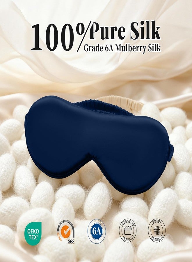 THXSILK 6A+ Grade 25 Momme Silk Sleep Mask, 100% Mulberry Blackout Eye Mask for Sleeping, Soft Lightweight Silk Eye Cover for Women, Men, Travel, Nap, Airplane(4.7×27.5inches, Navy Blue) - Image 4